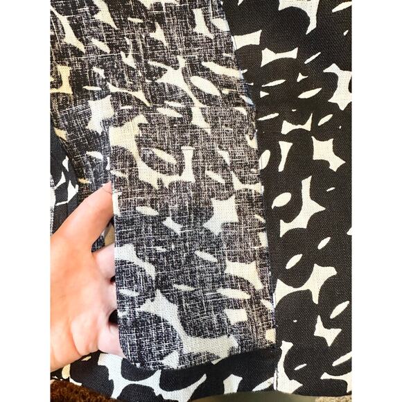 MaxMara 100% Pure Flax Linen Blazer Italy 12 Patterned Black White Single Button - Picture 12 of 13